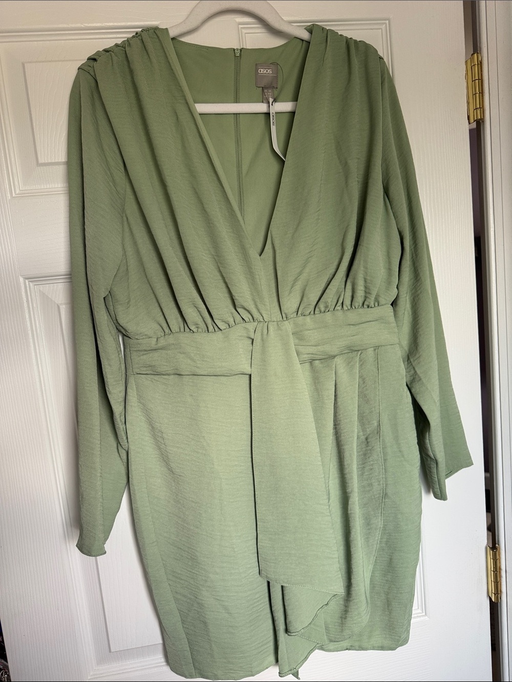 ASOS Light Sage Green Wrap Mini Dress